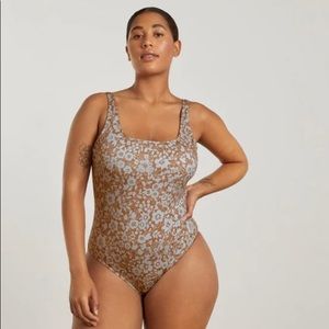 Everlane Square-Neck One-Piece in Honey Floral NWT